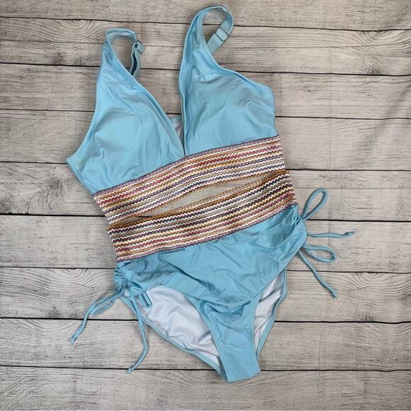Lowock NEW Women's High Waisted 2 Piece Bikini Set Light Blue Size Large - Picture 5 of 10
